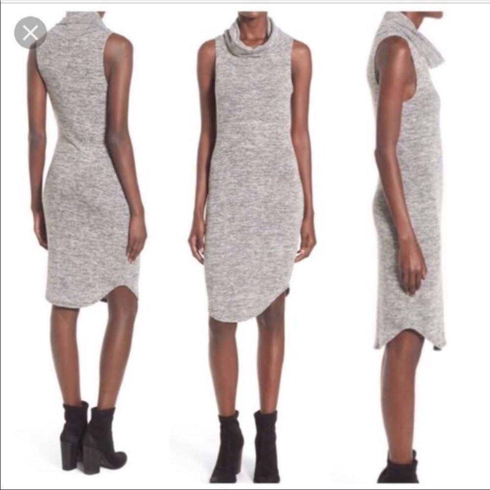 Leith Cowl Neck Sleeveless Sweater Dress Grey Gray - size L